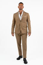 Completo Beige Monopetto con Gessatura Tono su Tono – Over/D