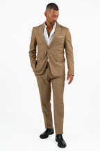 Completo Beige Monopetto con Gessatura Tono su Tono – Over/D