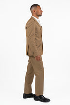 Completo Beige Monopetto con Gessatura Tono su Tono – Over/D