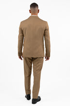 Completo Beige Monopetto con Gessatura Tono su Tono – Over/D