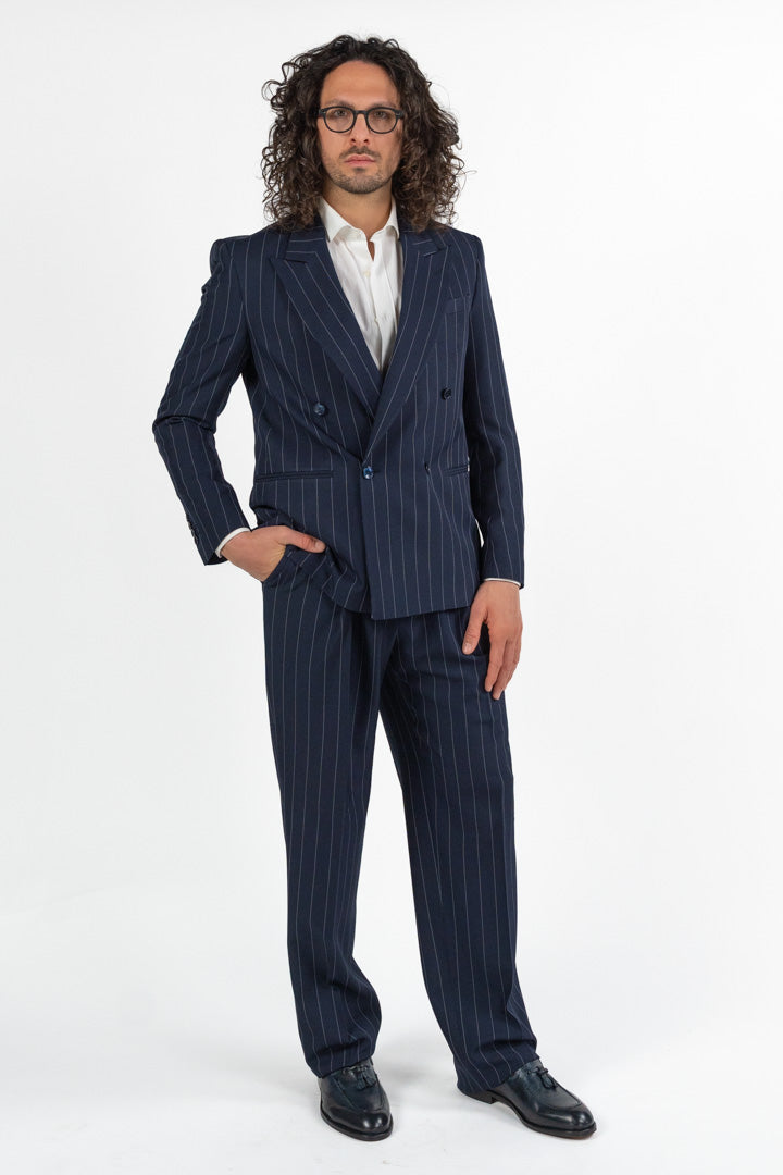 Completo over con giacca doppio petto gessato - Berti Mode Collection