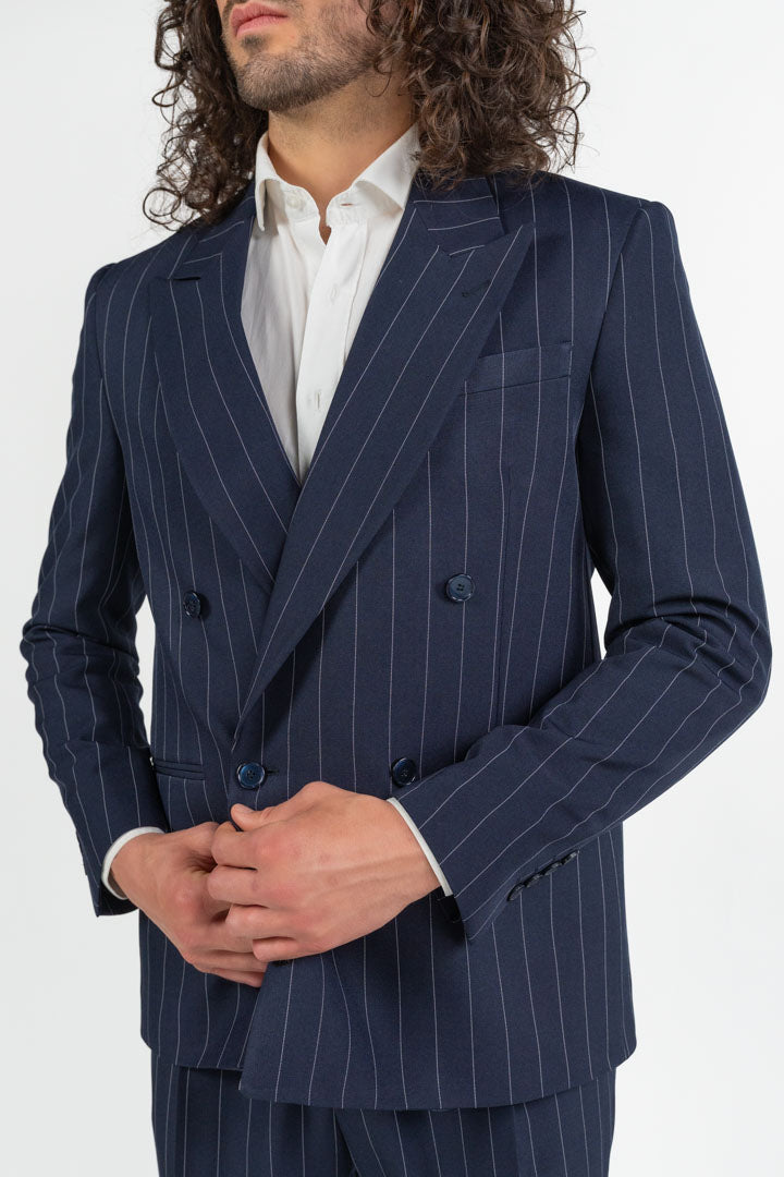 Completo over con giacca doppio petto gessato - Berti Mode Collection