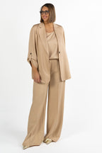 Pantalone Flare a Gamba Larga  Beige- Marina Rinaldi