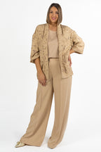 Giacca Kimono in Pizzo Macramè Beige - Marina Rinaldi