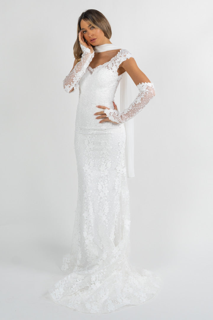 Abito da Sposa a Sirena in Pizzo Floreale - Berti Mode Collection