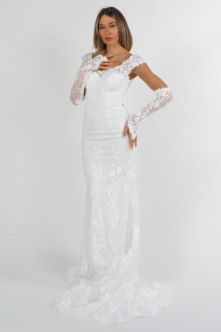 Abito da Sposa a Sirena in Pizzo Floreale - Berti Mode Collection