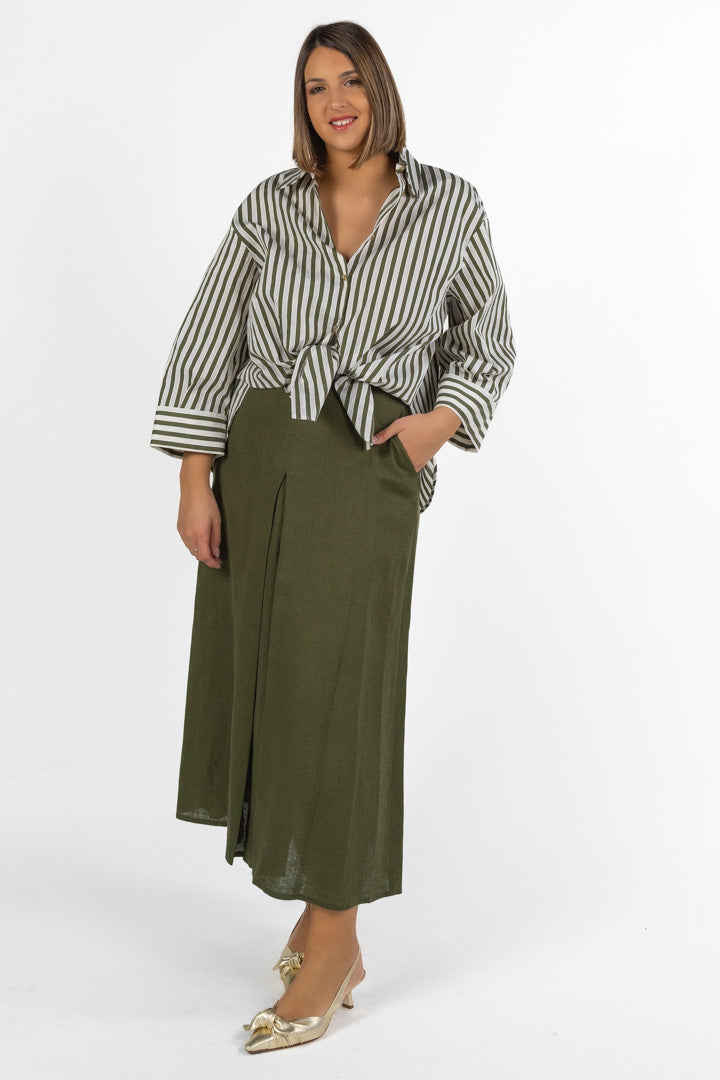 Camicia Oversize a Righe Verdi e Bianche - Marina Rinaldi