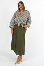 Camicia Oversize a Righe Verdi e Bianche - Marina Rinaldi