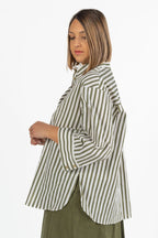 Camicia Oversize a Righe Verdi e Bianche - Marina Rinaldi