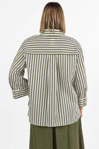 Camicia Oversize a Righe Verdi e Bianche - Marina Rinaldi