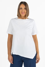 T-shirt in Cotone con Taglio Asimmetrico Bianco Ottico - Jurere