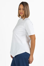 T-shirt in Cotone con Taglio Asimmetrico Bianco Ottico - Jurere