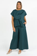 Maglia in Cotone Strutturato Verde Petrolio - Jurere