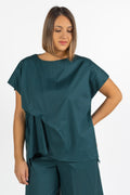 Maglia in Cotone Strutturato Verde Petrolio - Jurere