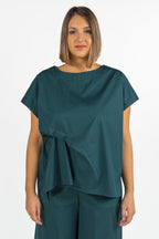 Maglia in Cotone Strutturato Verde Petrolio - Jurere