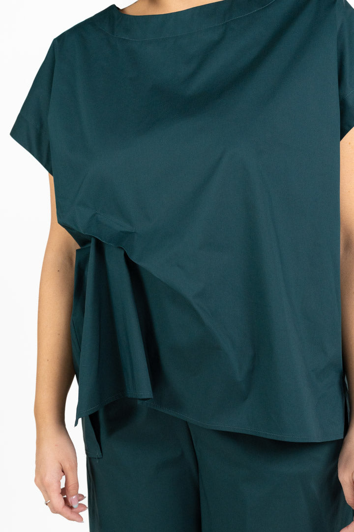 Maglia in Cotone Strutturato Verde Petrolio - Jurere