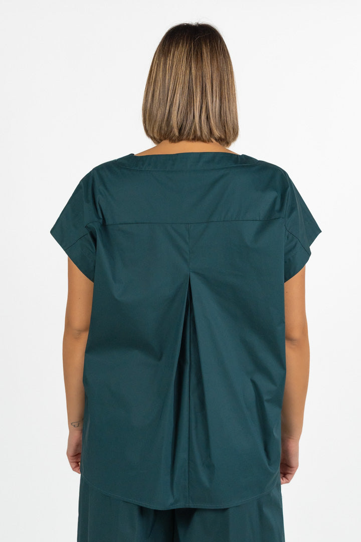 Maglia in Cotone Strutturato Verde Petrolio - Jurere