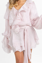Abito corto a  manica lunga rosa - Berti Mode Collection