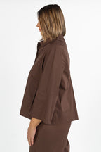 Blusa Strutturata in Cotone con Tasche  Marrone Cioccolato - Jurere