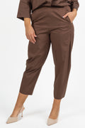 Pantalone Carrot Fit in Cotone  Marrone Cioccolato - Jurere