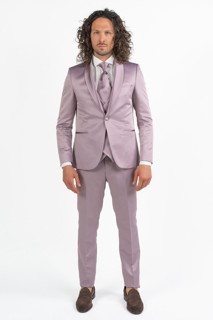 Abito tre pezzi con gilet  reversibile rosa - Berti Mode Collection