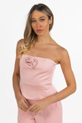 Top a Fascia Rosa Pastello con Applicazione Floreale - Marella