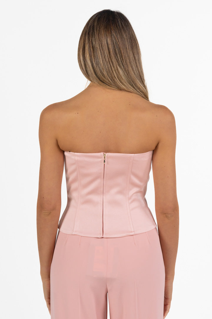 Top a Fascia Rosa Pastello con Applicazione Floreale - Marella