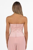 Top a Fascia Rosa Pastello con Applicazione Floreale - Marella
