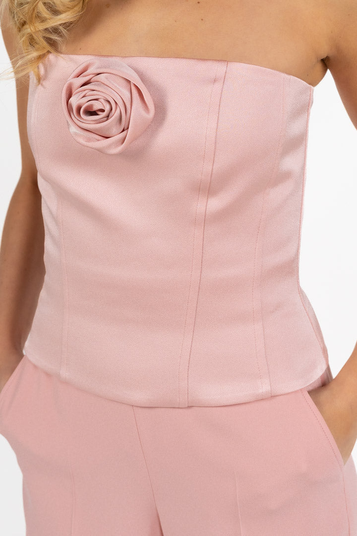 Top a Fascia Rosa Pastello con Applicazione Floreale - Marella