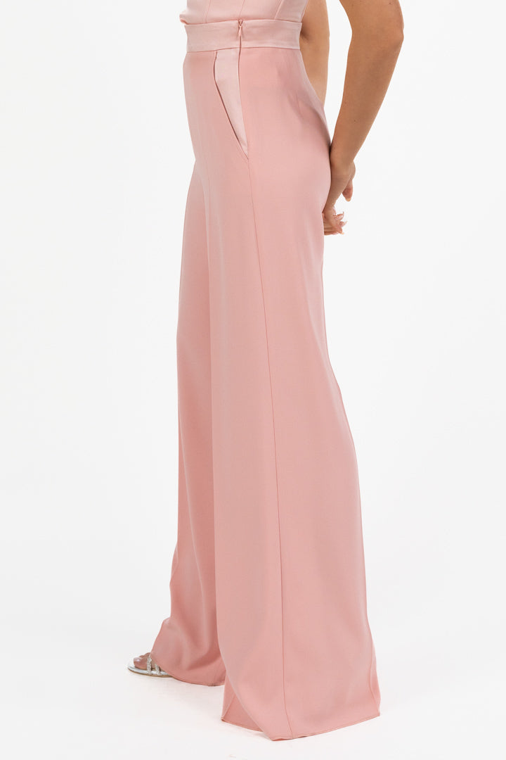 Pantalone Palazzo Elegante a Vita Alta  Rosa Cipria - Marella