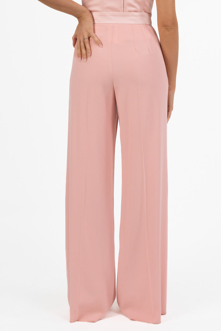 Pantalone Palazzo Elegante a Vita Alta  Rosa Cipria - Marella