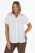 Camicia in Cotone a Maniche Corte con Risvolto  Bianco Ottico - Jurere