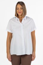 Camicia in Cotone a Maniche Corte con Risvolto  Bianco Ottico - Jurere