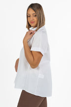 Camicia in Cotone a Maniche Corte con Risvolto  Bianco Ottico - Jurere