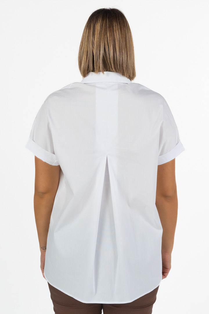 Camicia in Cotone a Maniche Corte con Risvolto  Bianco Ottico - Jurere