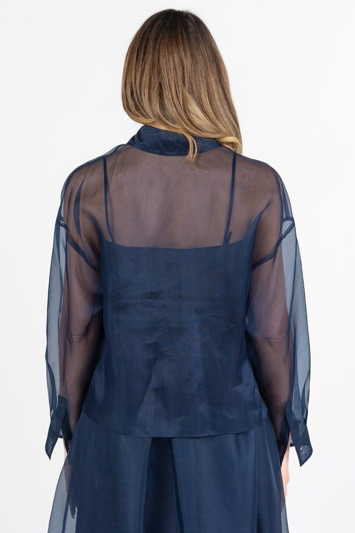 Camicia in organza di pure seta blu - Weekend Max Mara