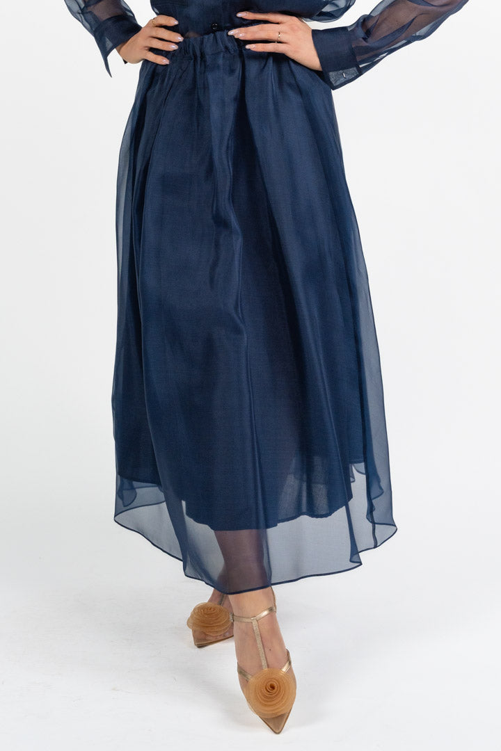 Gonna in organza di pure seta blu - Weekend Max Mara