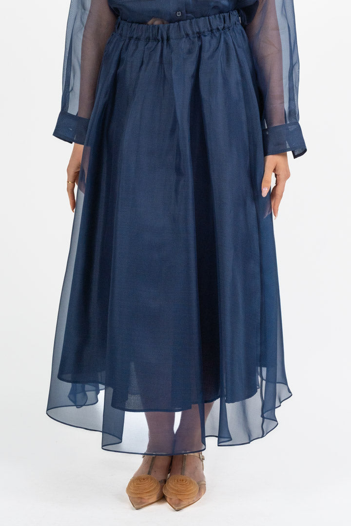 Gonna in organza di pure seta blu - Weekend Max Mara