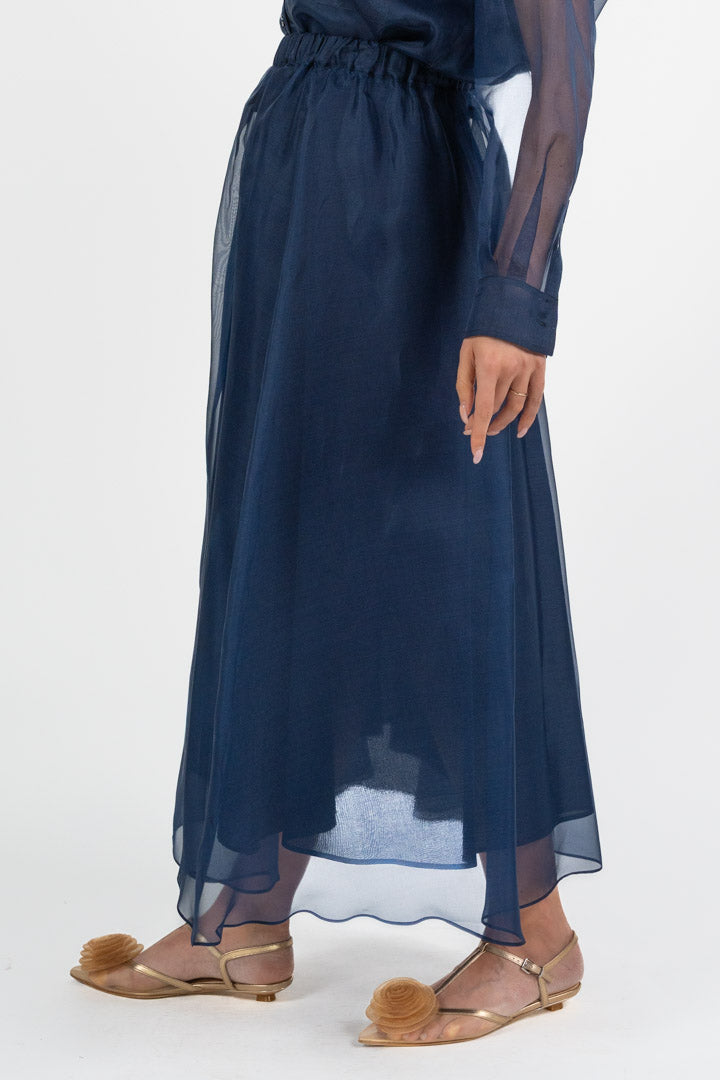 Gonna in organza di pure seta blu - Weekend Max Mara