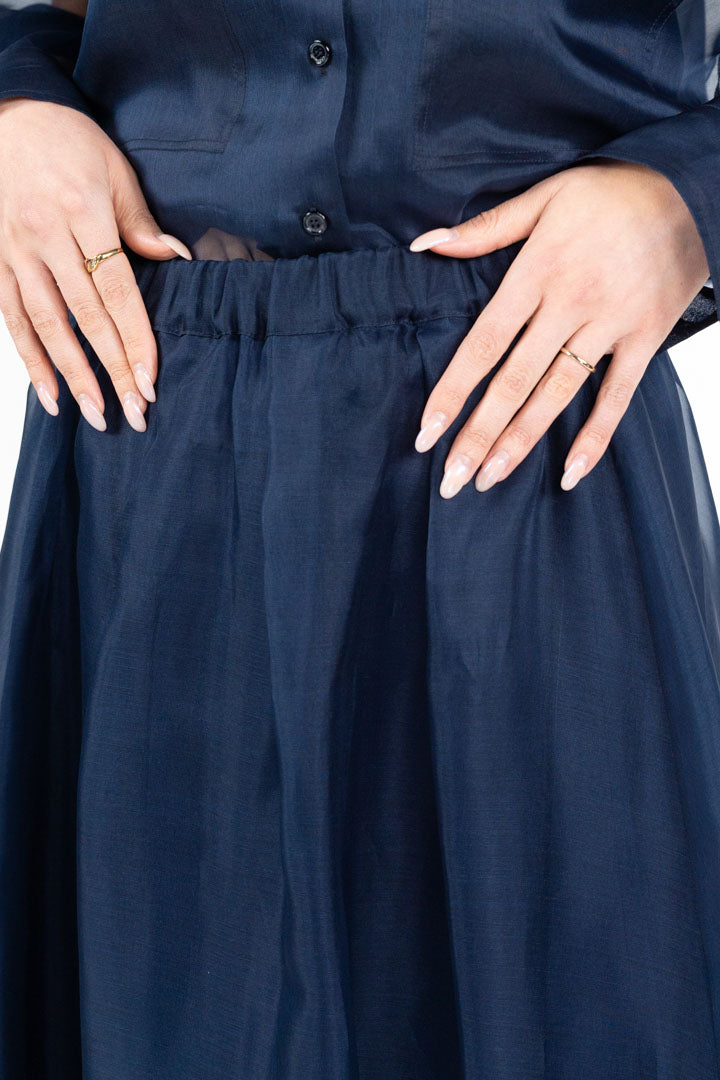 Gonna in organza di pure seta blu - Weekend Max Mara
