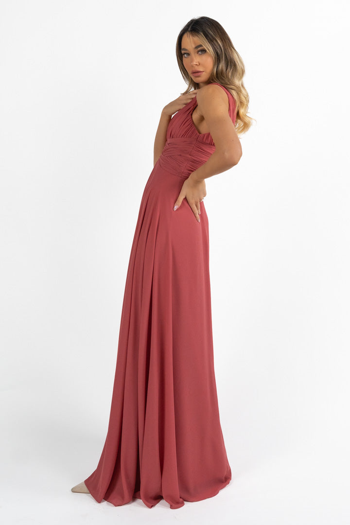 Elegante Abito Lungo con Scollo a V fard - Dea Fea