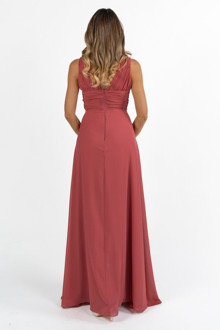 Elegante Abito Lungo con Scollo a V fard - Dea Fea