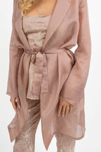 Spolverino in Organza Satinata con Cintura Rosa Antico - Emme Marella