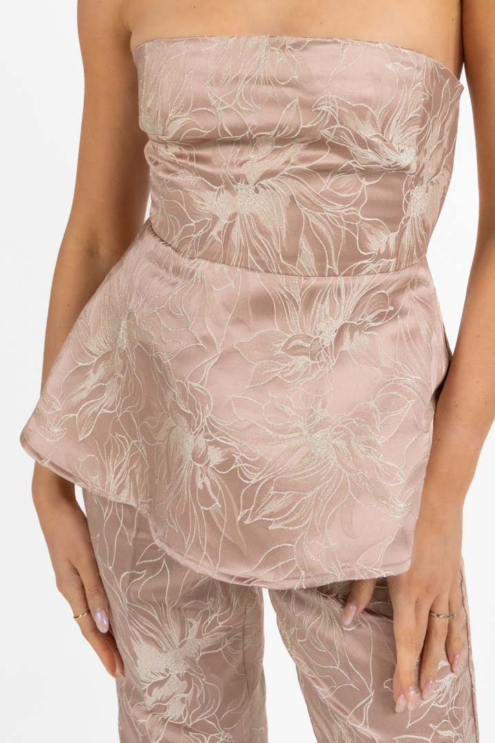 Completo Jacquard Floreale Top e Pantalone -Emme Marella