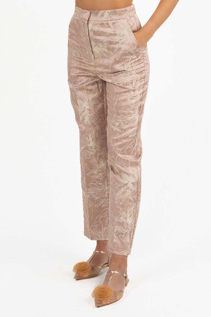 Completo Jacquard Floreale Top e Pantalone -Emme Marella