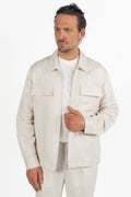 Overshirt in Lino con Zip Beige Chiaro - Antony Morato