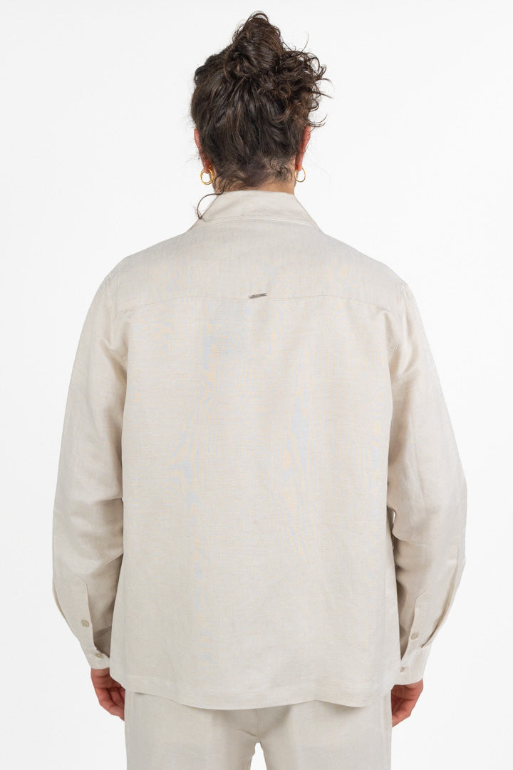 Overshirt in Lino con Zip Beige Chiaro - Antony Morato