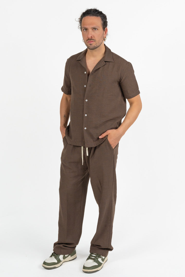 Camicia a Manica Corta cioccolato - Over/d