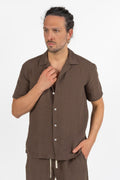 Camicia a Manica Corta cioccolato - Over/d