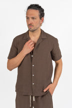 Camicia a Manica Corta cioccolato - Over/d
